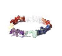 sodeber Natural Gemstones Bead Bracelet Chakras Crystal Chip Stone Color Gravel Bracelets for Yoga Meditation Prayer Protections Gemstones Beads Wristband Bangle