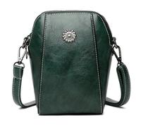sodeber Petit sac à bandoulière vintage pour téléphone portable, couleur unie, doux, tendance, en polyuréthane, 2023, Vert foncé Dg, Medium