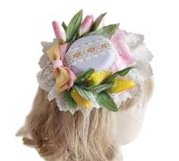 sodeber Pince à cheveux en forme de chapeau haut-de-forme de fleur pour adolescentes, fête d'anniversaire, prise de photos
