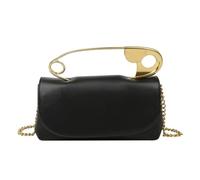 sodeber Sac à bandoulière en chaîne pour femme avec rabat et sangle tendance, Noir BK., Medium