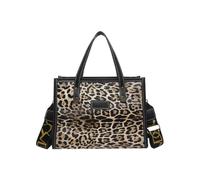 sodeber Sac à bandoulière en cuir PU imprimé léopard pour femme, sac à main décontracté, sac à main avec réglable, Marron Bn, Medium