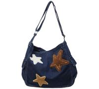 sodeber Sac à bandoulière en jean pour femme - Grande capacité - Pour étudiant ou école, Deep Blue Db, Medium