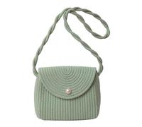 sodeber Sac à bandoulière en paille tissée ethnique élégant avec nœud en dentelle et sangle tressée, Vert Sans Écharpe Gn-2, Medium