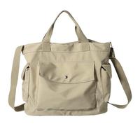 sodeber Sac à bandoulière en toile pour femme - Grande capacité - Simple - Pour étudiant, école, voyage, Kaki Kh, Medium