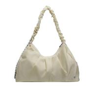 sodeber Sac à bandoulière plissé en nylon pour femme, grande capacité, sac à bandoulière avec cordon de serrage pour voyage, Beige Bg, Medium