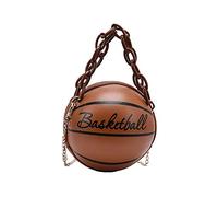 sodeber Sac à bandoulière rond en cuir synthétique pour femme avec chaîne de basket-ball, Bn Bn, Medium