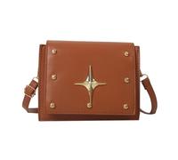 sodeber Sac à bandoulière tendance pour femme et fille - Polyvalent - Rivet sous les bras - Petit carré en polyuréthane, Marron Bn, Medium