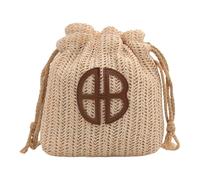 sodeber Sac à bandoulière vintage en paille tissée pour femme, sac à main décontracté, plage, vacances, petit seau avec cordon de serrage, Beige Bg, Medium
