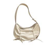 sodeber Sac à main coréen en cuir PU plissé sous les aisselles pour femmes couleur unie avec joli nœud d'épaule, Beige Bg, Medium