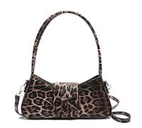 sodeber Sac à main élégant en cuir PU avec motif léopard pour femme, sac à main sous les aisselles, sac à main avec bandoulière réglable, Marron Bn, Medium