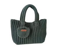 sodeber Sac à main élégant tissé à la main, sac à main au crochet de capacité spacieuse, sacs tricotés élégants adaptés à la mode, Vert foncé, Medium