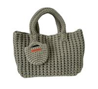 sodeber Sac à main élégant tissé à la main, sac à main au crochet de capacité spacieuse, sacs tricotés élégants adaptés à la mode, Vert haricot Bgn, Medium