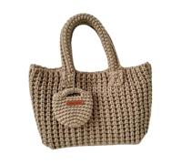 sodeber Sac à main élégant tissé à la main, sac à main au crochet de capacité spacieuse, sacs tricotés élégants adaptés à la mode, Kaki Kh, Medium