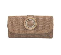 sodeber Sac à main en paille pour femme - Sac à bandoulière d'été - Sac à bandoulière - Sac à bandoulière - Portefeuille tissé - Soirée, Marron Bn, Medium