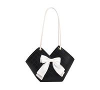 sodeber Sac à main polyvalent pour femme avec une seule épaule - Design simple et tendance - Avec nœuds simples et légers en polyuréthane - Pour filles, Noir BK., Medium
