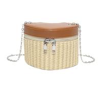 sodeber Sac à main tendance tissé avec grande capacité Sac à bandoulière élégant en cuir PU pour, Marron Bn, Medium