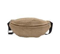 sodeber Sac banane en paille tissée pour femme - Tendance - Plage - Vacances - Avec sangle réglable, Noir BK., Medium