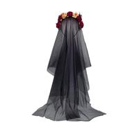 sodeber Serre-tête avec roses fantômes et voile de mariée pour cosplay, accessoire pour cheveux d'Halloween