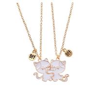 sodeber Set of 2 Cats Pendant Necklaces Chain Friendship Alloy Texture Couples Necklace for Friend Necklace