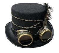 sodeber Stea Chapeau haut-de-forme victorien en feutre de laine avec lunettes et costume unisexe gothique hippie accessoires de cosplay Stea