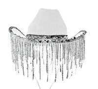 sodeber Strass Cowgirl Chapeaux Vache Fille Chapeau Avec Paillettes Frange Taille Adulte Cowboy Pour Fête 3 Couleurs
