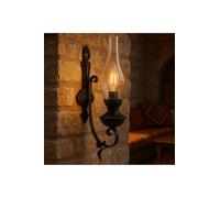 SODEF Applique Murale Style Lanterne à Gaz en Fer Forgé Simple Douille E27 Finition Noire-Décoration Rustique, Vintage & Orientale