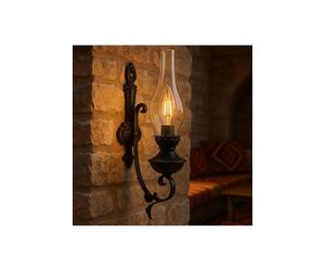 SODEF Applique Murale Style Lanterne à Gaz en Fer Forgé Simple Douille E27 Finition Noire-Décoration Rustique, Vintage & Orientale
