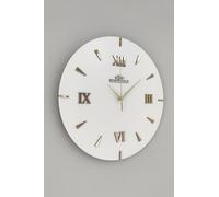 SODEF Horloge Murale Décorative Miroir Chiffres Romains Blanc & Or Mécanisme Silencieux 37x37cm Design Élégant pour Salon - Beyaz - Gold
