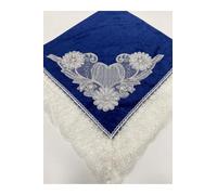 SODEF Housse de Coussin en Velours Bleu Marine, Guipure Française, Dentelle et Perles, Luxe pour Cadeau de Mariage 90x90cm - Bleu Marine, Taille Unique