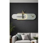 SODEF Kardelen Étagère Murale Salon Bois LED Style Scandinave Moderne Porte-Fleurs 112 x 28 cm Décoration Intérieure Multicolore Gris Paris Vert