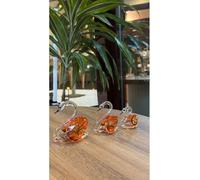 SODEF Lot de 3 Cygnes Décoratifs en Verre Cristal Orange Style Moderne pour la Maison - Orange