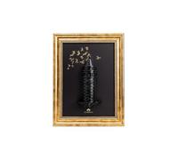 SODEF Panneau Mural en Bois Galata Pigeon Design Classique Noir 29x40cm Cadre Inclus - Noir, 29x40 cm
