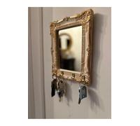 SODEF Porte-clés Mural avec Miroir en Céramique Moderne, Style Béj 20x25 cm - Crème