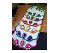 SODEF Serviettes de présentation pour café et Cocktails, Motif Pierres Multicolores, Lot de 6, Lin, décoration de Table élégante - Multicolore, Taille Unique