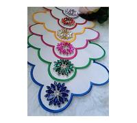 SODEF Serviettes de présentation pour café et Cocktails, Motif Pierres Multicolores, Lot de 6, Lin, décoration de Table élégante - Multicolore, Taille Unique