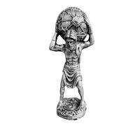 SODEF Statue Atlas Titan Portant Le Monde 19 cm, Figurine Décorative en Polyester Argenté, Style Géométrique, Idée Cadeau Originale pour Maison et Bureau - Argent, Taille Unique