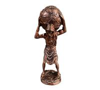 SODEF Statue Atlas Titan Portant Le Monde 19 cm, Figurine Décorative en Polyester Cuivré, Style Géométrique, Idée Cadeau Originale pour Maison et Bureau - Cuivre, Taille Unique