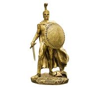 SODEF Statue du Roi Leonidas de Sparte 26 cm Décoration de Maison Rétro en Polyester Doré, Ensemble de 2 Pièces pour Bureau et Salon - Doré, Taille Unique