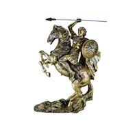 SODEF Statue Équestre Alexandre Le Grand 31 cm - Figurine Décorative en Polyester Doré, Thème Traditionnel, Objet d'art - Or, Taille Unique