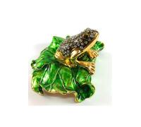 SODEF Statuette Grenouille Prince Nénuphar Doré avec Pierres Décoratives - Décoration Intérieure, Style Naturel, Laiton - Gold, Taille Unique