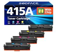 SODFACE 415A Lot de 4 Toners avec Puce compatibles avec HP 415A 415X pour Color Laserjet Pro MFP M479fdw M479fnw M479fdn M454dw W2030A W2031A W2032A W2033A Noir/Cyan/Jaune/Magenta