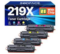 SODFACE Lot de 4 toners 219X avec puce compatibles avec HP 219X 219A pour Color Laserjet Pro MFP 3302FDWG pour MFP 3302SDWG 3302FDNG pour W2190X W2191X W2192X (noir, cyan, jaune, magenta)