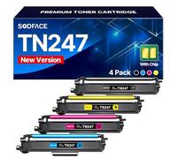 SODFACE TN-243CMYK TN247 Lot de 4 Toners compatibles avec Brother TN 247 TN243 pour Brother MFC L3750CDW DCP-L3550CDW MFC-L3770CDW HL-L3210CW HL-L3230CDW MFC-L3730CW (Noir, Cyan, Jaune, Magenta)