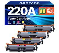 SODFACE Toner 220A 220X Compatible avec HP 220A Color Laserjet Pro MFP 4302dw 4302fdw 4202dw 4202dn 4302fdn W2200A W2201A W2202A W2203A (1 Noir, 1 Cyan, 1 Jaune, 1 Magenta, avec Puce)