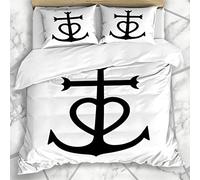 Soefipok Ensemble de Housse de Couette queues Foi Camargue Croix ancrée Coeur Amour Plat Ancre Espoir charité chrétienne Conception de l'église literie en Microfibre avec 2 taies d'oreiller