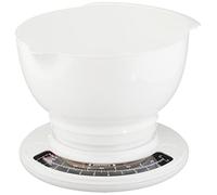 Soehnle Culina Pro 5 kg, balance de cuisine mécanique, blanche, poids jusqu'à 5 kg (précision 50 g), balance domestique avec grand bol mélangeur, balance de cuisine rétro pour gâteaux et plus