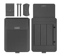 SOENS Étui anti-eau en PU for ordinateur portable, compatible avec Samsung Galaxy Book 4 5 Pro 360, pochette à rabat, support de chargeur, pochette for souris(HeavyGray,For 14inch)