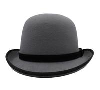 SOENS Party Street Style Adjustable Size Unisex Oval Top Classical Wool BowlerHat(Gray)