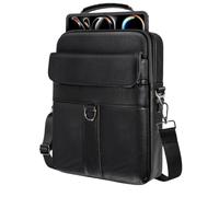 SOENS Sac à bandoulière en cuir PU for ordinateur portable, grande capacité, adapté à Huawei Matepad 12X/11.5S 2025, sac à main étanche, sac de transport(Black,Matepad 11.5S 2025)