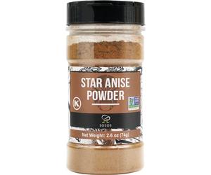 Soeos Poudre d'anis étoilé chinoise 74 g - Graines d'anis étoilé chinoises moulues - Épices séchées - Anis étoilé - Étoile d'anis étoilé - Certifié OGM - Idéal pour la pâtisserie et le thé - Anis